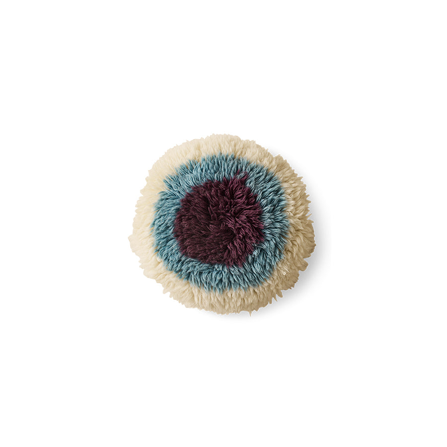 HKliving Fluffy Cushion Eye Catcher – rundes Wollkissen, Ø 40 cm