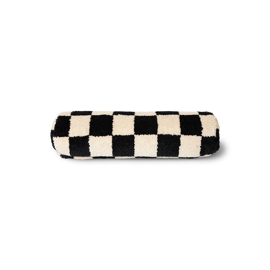 HKliving Black and White Statement Nackenrolle – Wolle, 13x50 cm