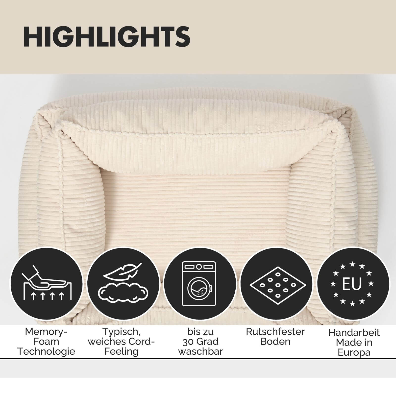 Hundebett ANTON Cord Beige