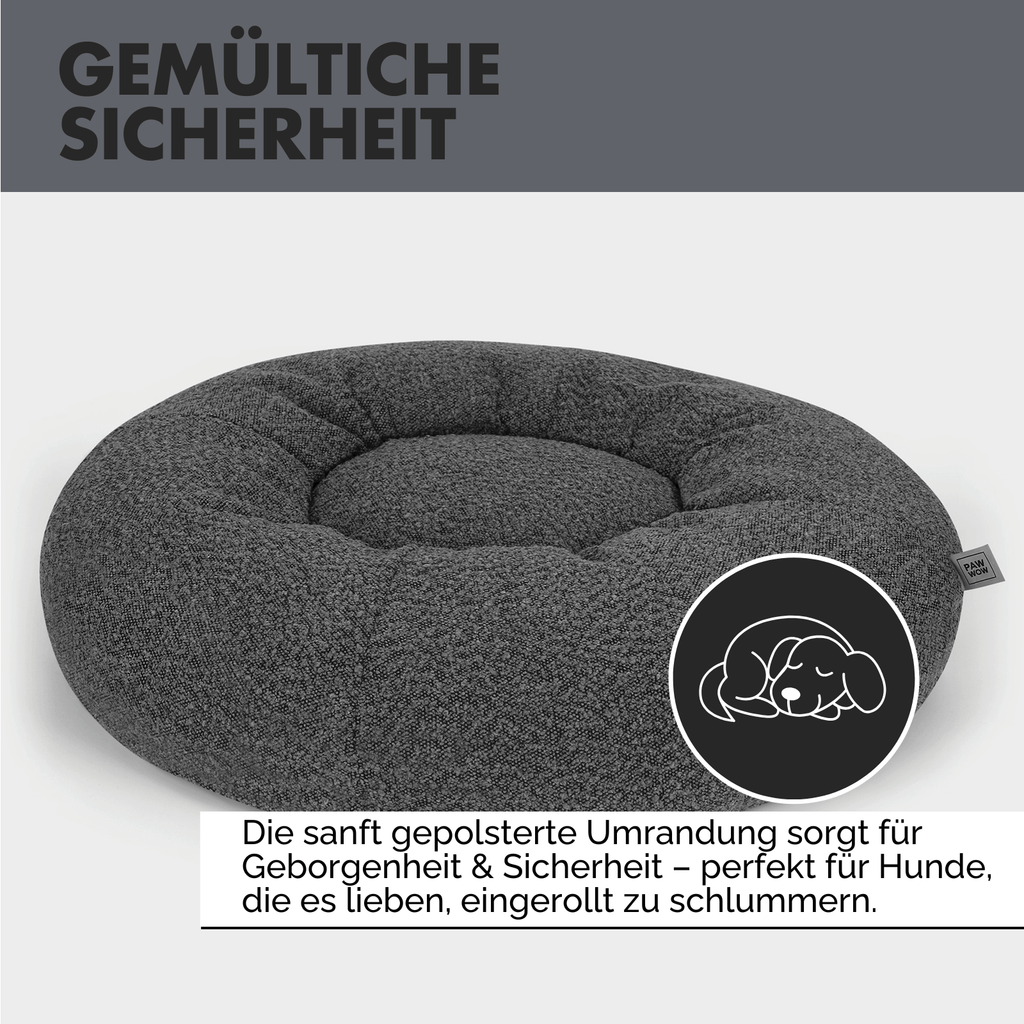 Hundebett LENI Bouclé Grau Ø 80cm