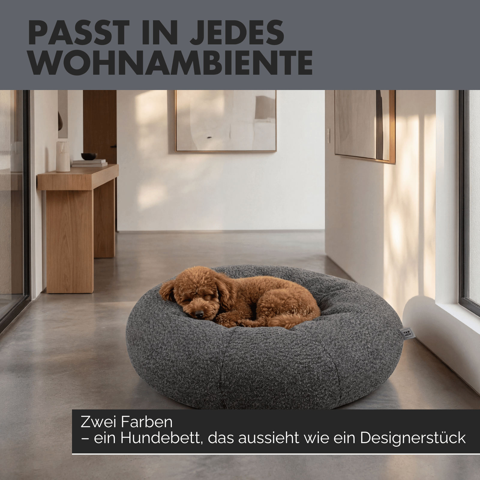 Hundebett LENI Bouclé Grau Ø 80cm