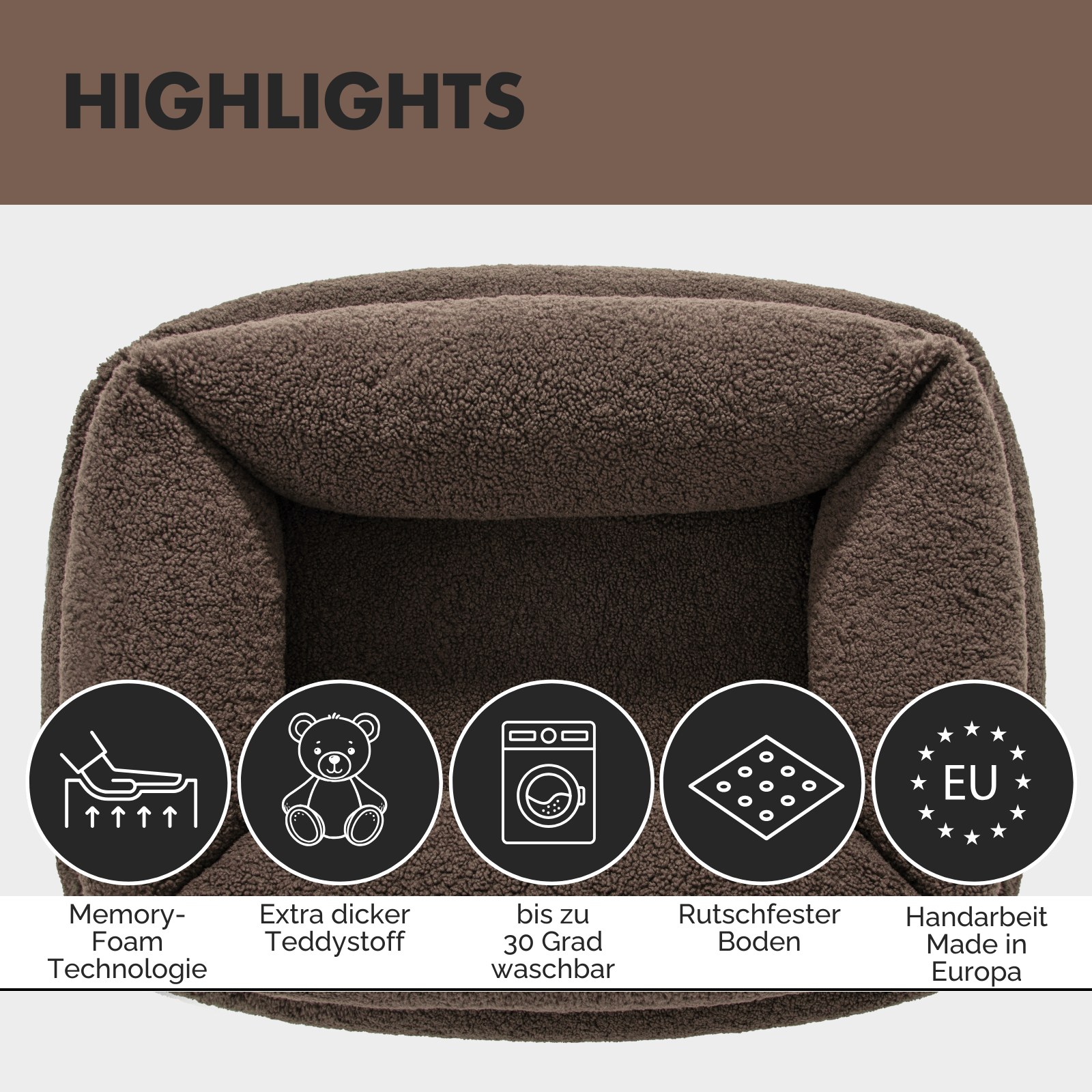 Hundebett SVEN Teddy Braun