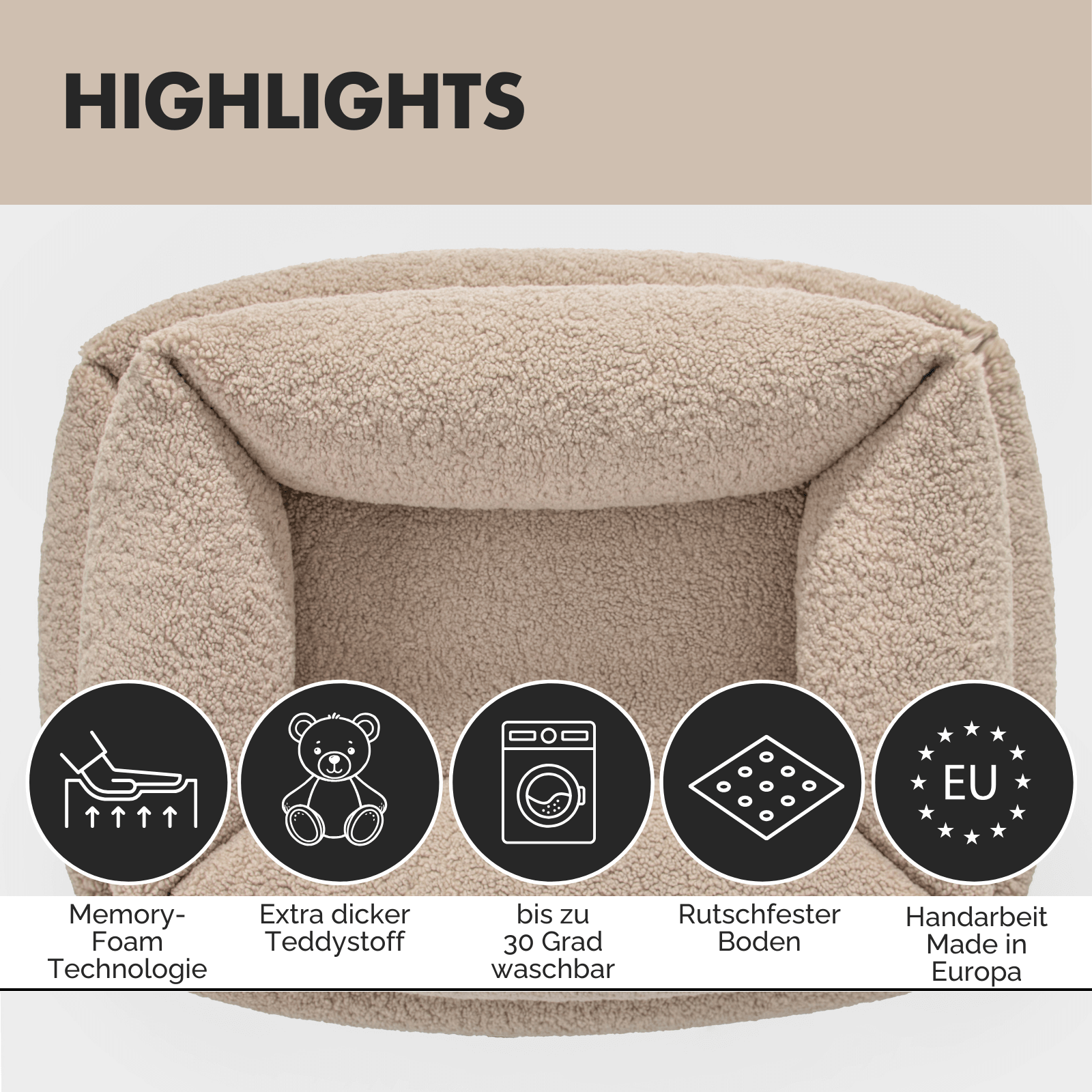 Hundebett SVEN Teddy Greige