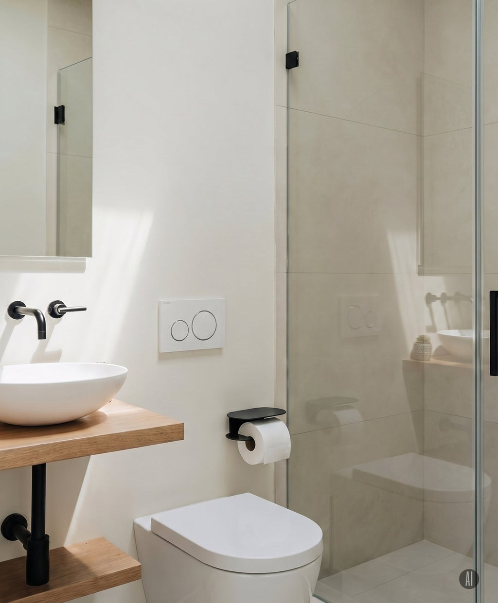 Toilettenpapierhalter ohne Bohren mit Ablage ORBI