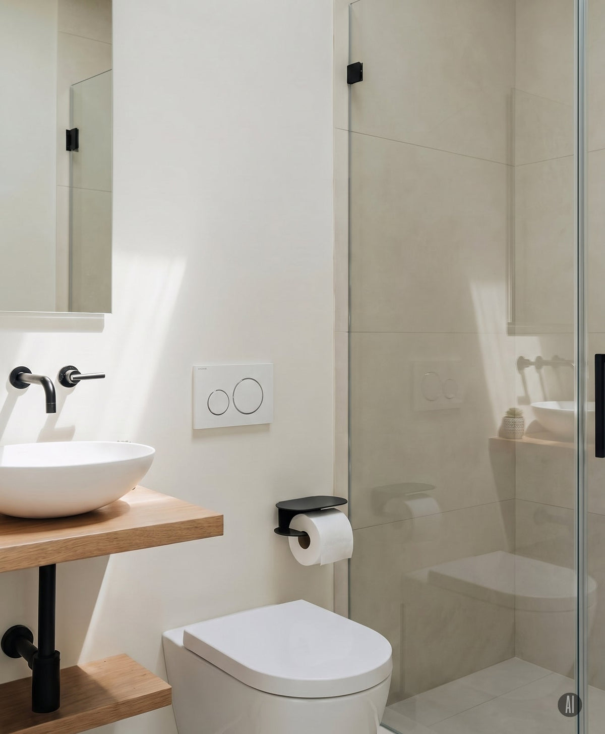 Toilettenpapierhalter ohne Bohren mit Ablage ORBI