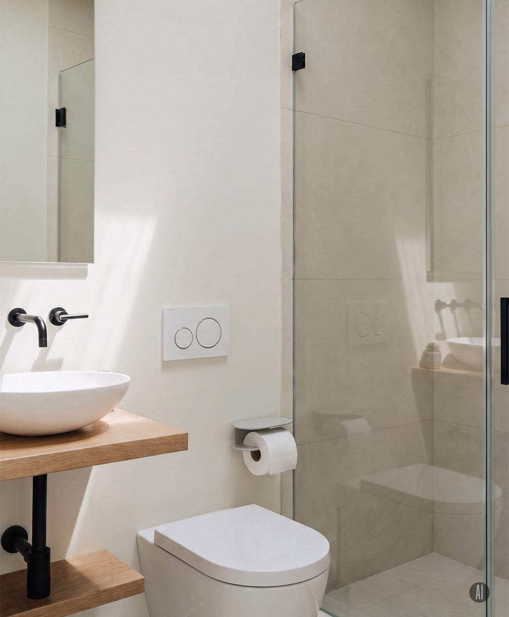 Toilettenpapierhalter ohne Bohren mit Ablage ORBI