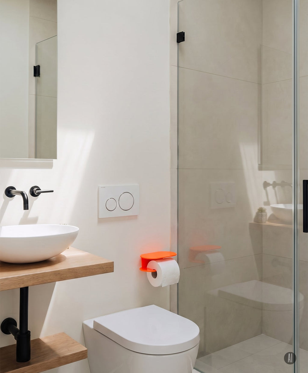 Toilettenpapierhalter ohne Bohren mit Ablage ORBI