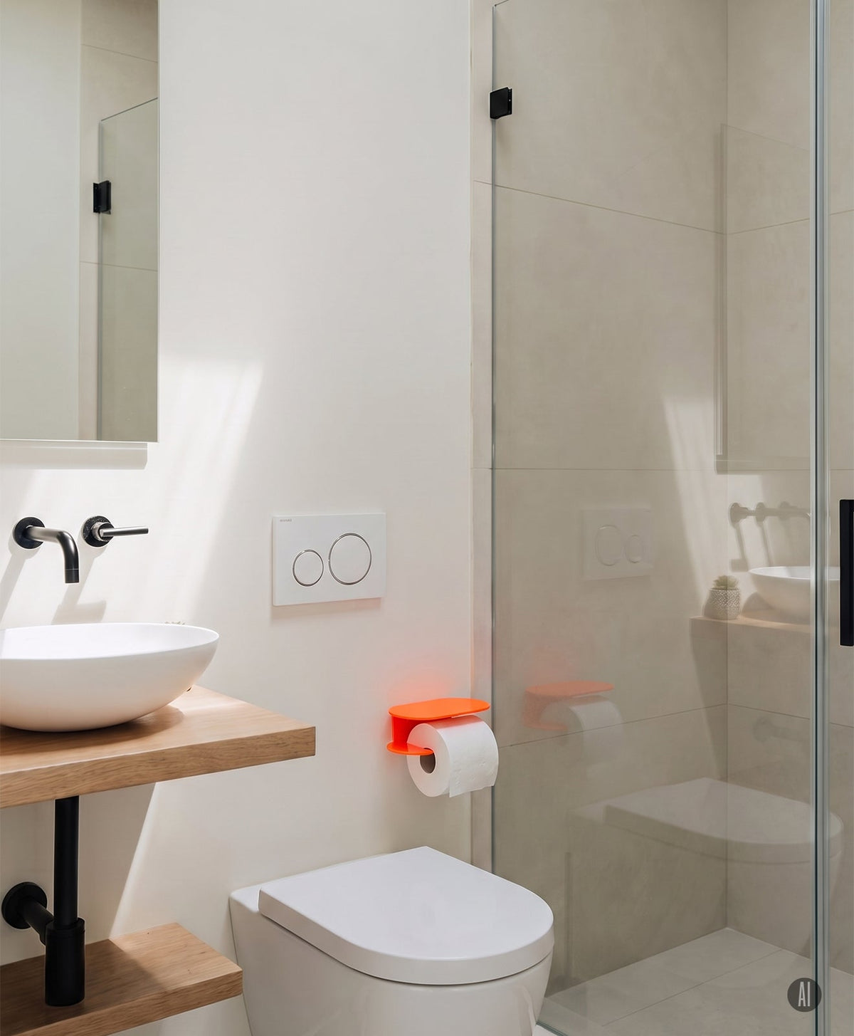 Toilettenpapierhalter ohne Bohren mit Ablage ORBI