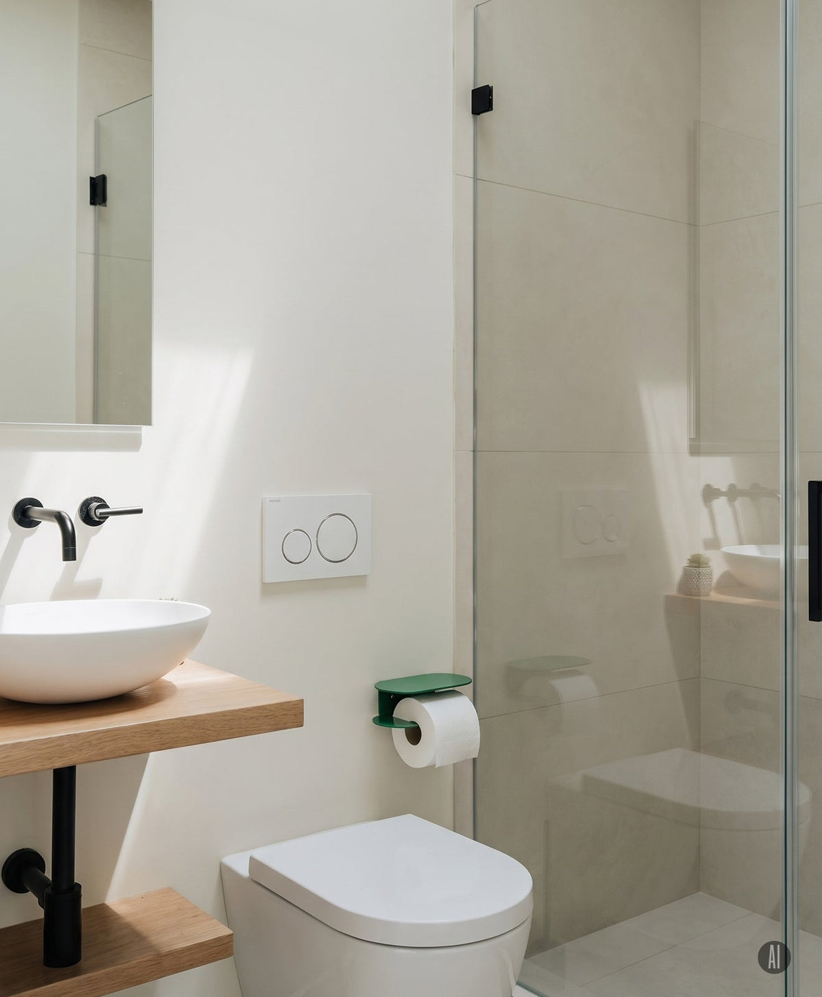 Toilettenpapierhalter ohne Bohren mit Ablage ORBI