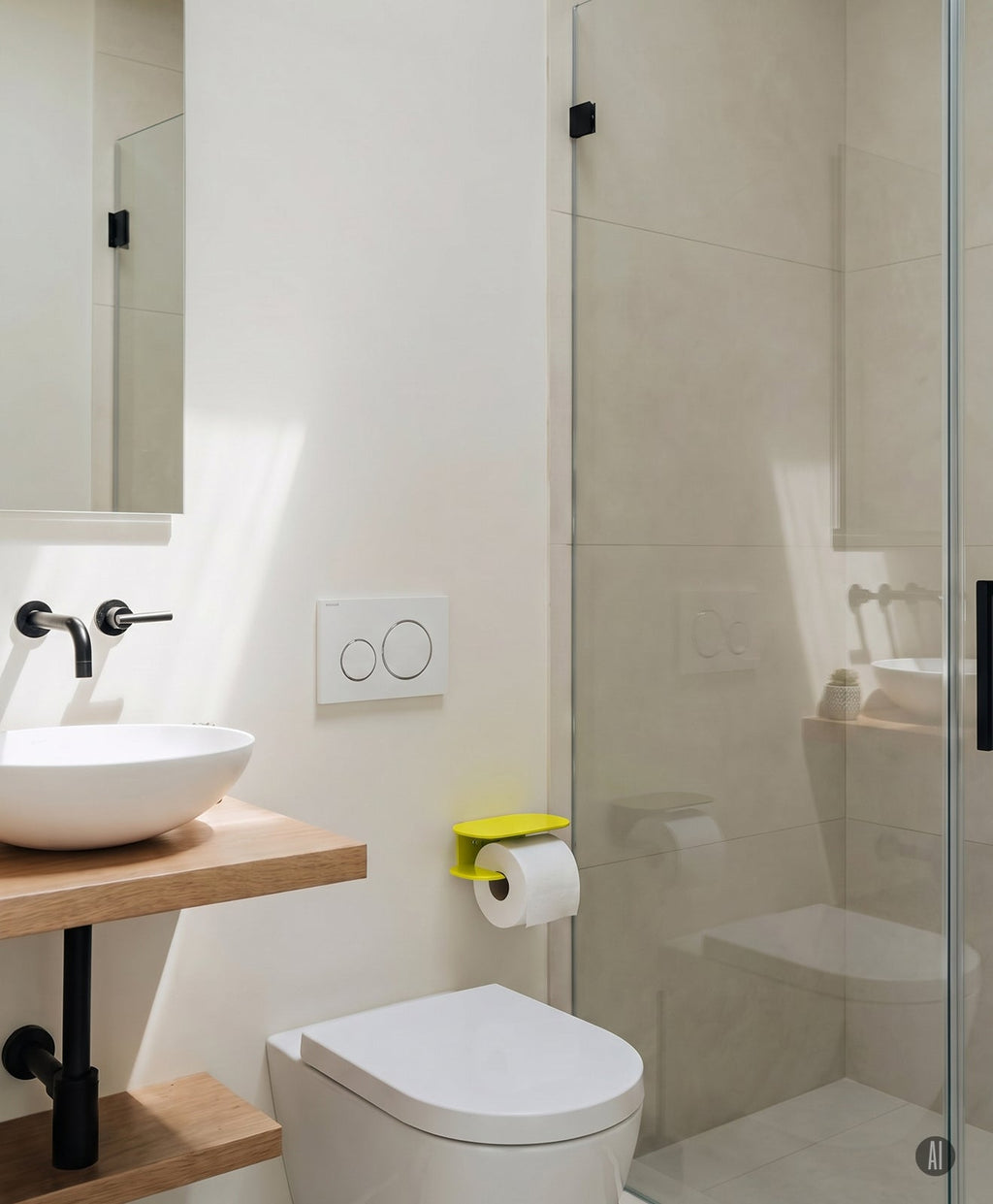 Toilettenpapierhalter ohne Bohren mit Ablage ORBI