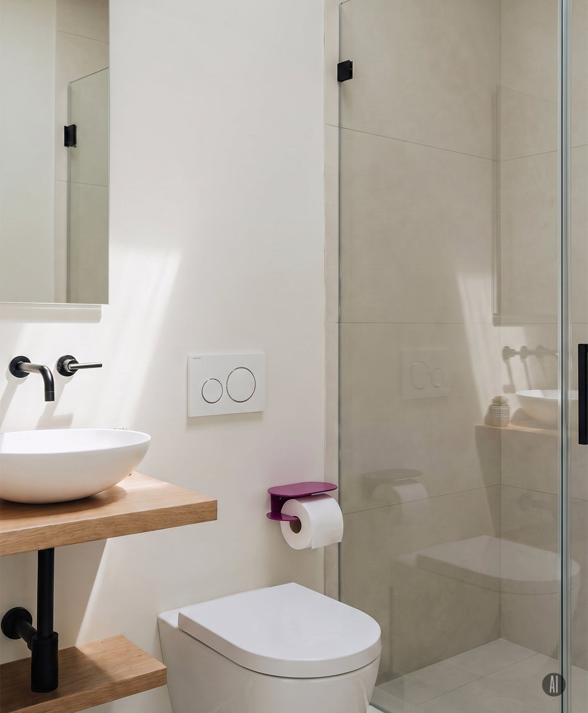 Toilettenpapierhalter ohne Bohren mit Ablage ORBI