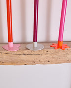 Kerzenständer | Kerzenhalter für Stabkerzen HERZ Rosa + Kerze