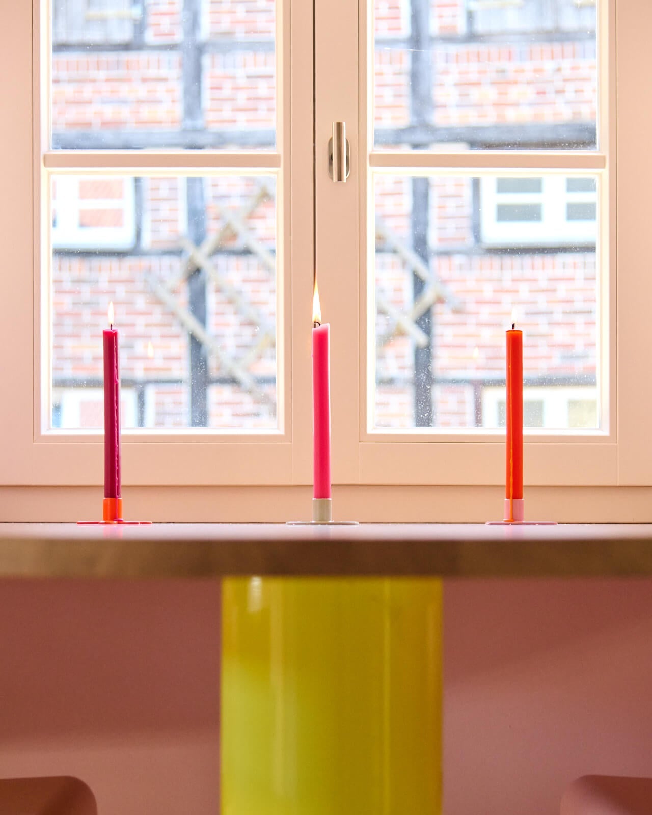 Kerzenständer | Kerzenhalter für Stabkerzen BLUME Orange + Kerze