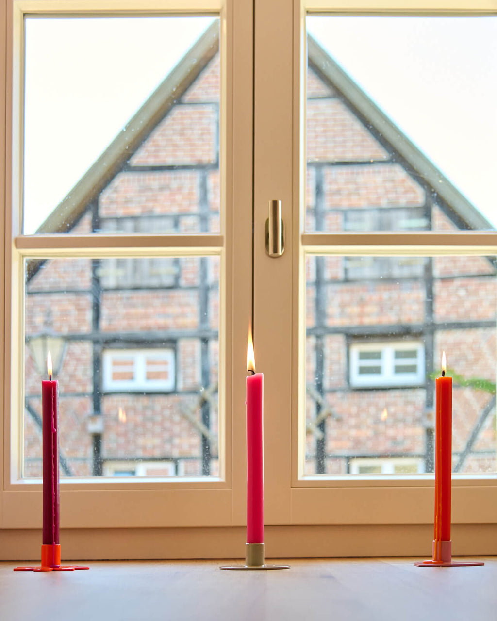 Kerzenständer | Kerzenhalter für Stabkerzen BLUME Orange + Kerze