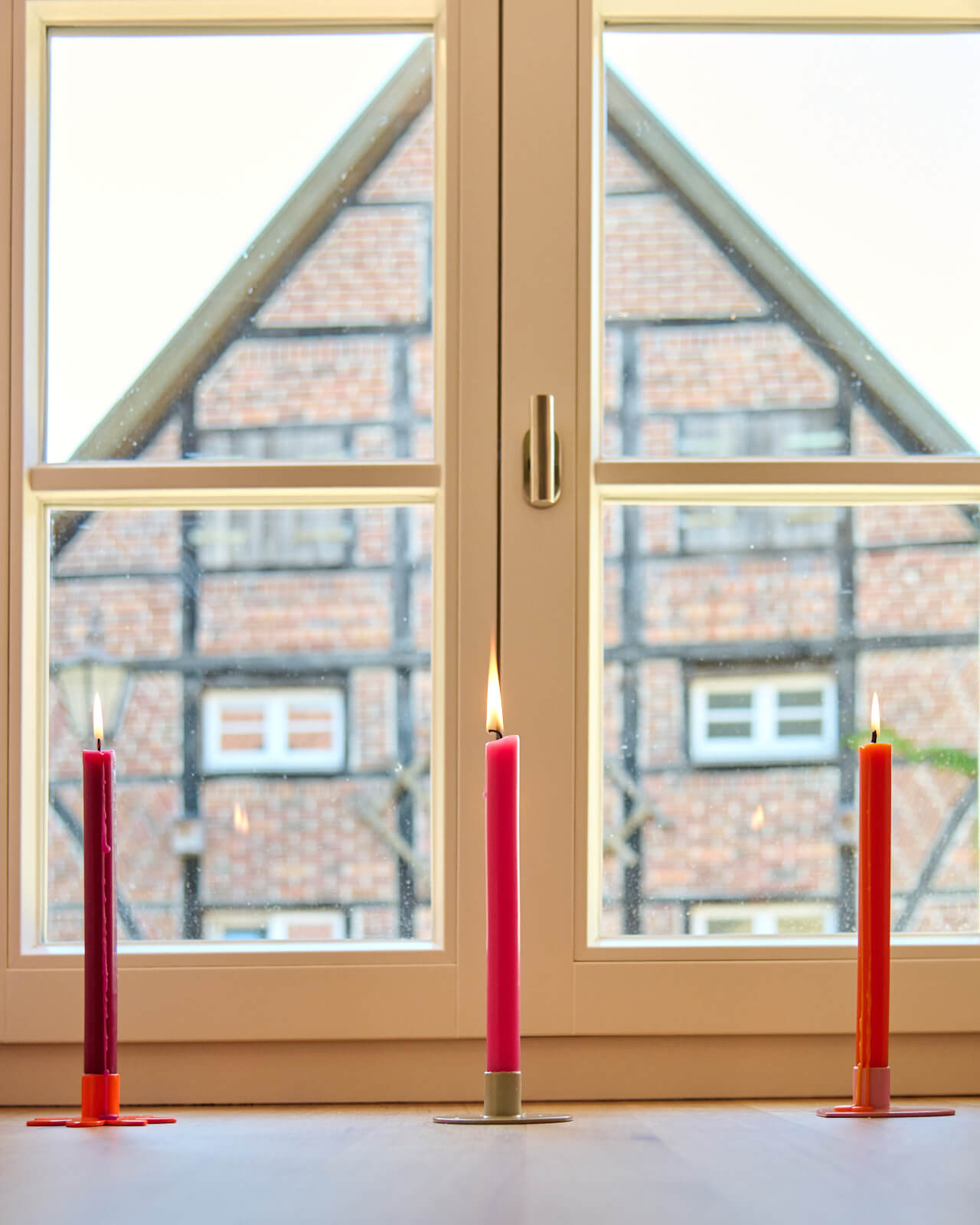 Kerzenständer | Kerzenhalter für Stabkerzen BLUME Orange + Kerze