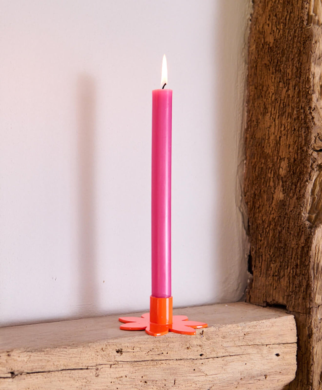 Kerzenständer | Kerzenhalter für Stabkerzen BLUME Orange + Kerze