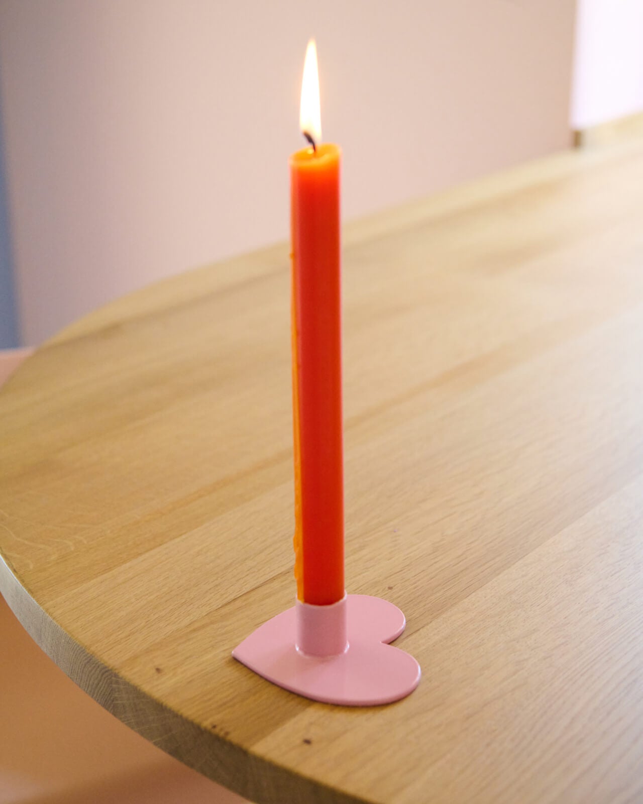 Kerzenständer | Kerzenhalter für Stabkerzen HERZ Rosa + Kerze